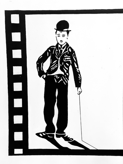 Charly Chaplin gemalt von Henry